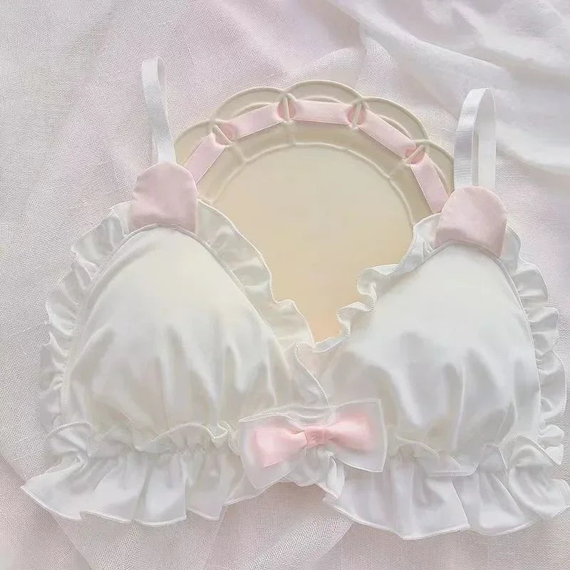 Little White rabbit ears girls underwear Japanese girls pure desire small chest thin bra without underwire