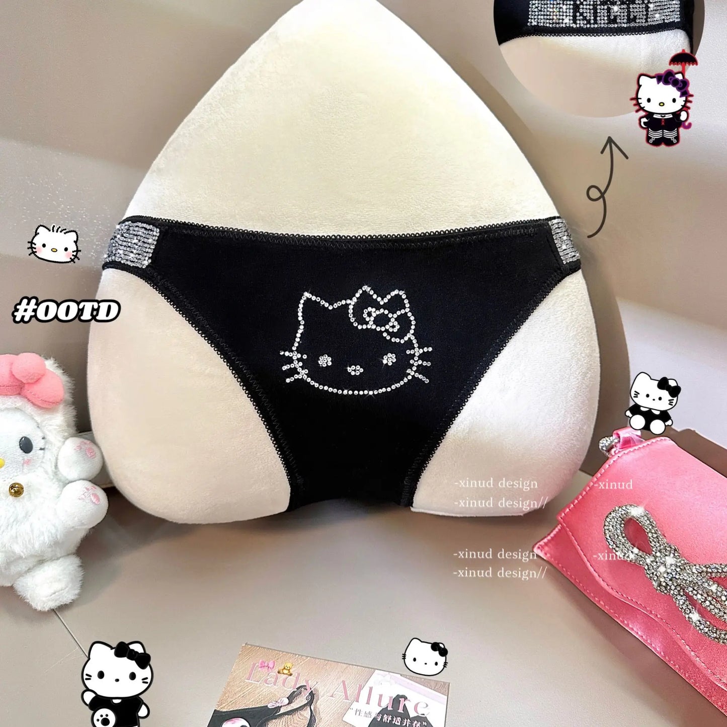 Sanrios Hello Kittys Triangle Panties Soft Sexy Girls Party 2026 New Glitter 3D Sweet Spicy Cartoon Light European Comfortable