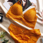 Sexy French Lace U Big Backless Bra and Panties Set Underwear Wireless Triangle Thin Cup Lingerie Women 2020 New Bralette