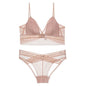 Sexy French Lace U Big Backless Bra and Panties Set Underwear Wireless Triangle Thin Cup Lingerie Women 2020 New Bralette