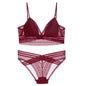 Sexy French Lace U Big Backless Bra and Panties Set Underwear Wireless Triangle Thin Cup Lingerie Women 2020 New Bralette