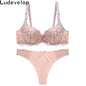 Good Quality Sexy Brassiere Embroidered Underwear Set ABC Cup Women Bra Set Push Up Lace Bra Thong Sets