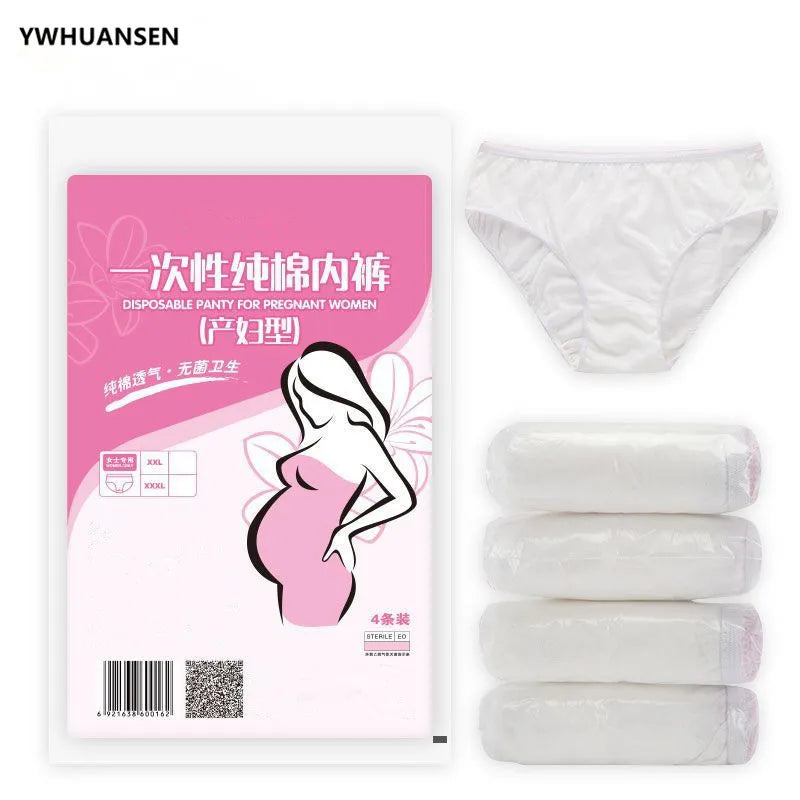 4pcs/lot Cotton Disposable Panties Maternity Underwear Women's Travel Prenatal Postpartum Childbirth Pregnancy Briefs
