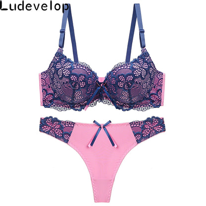 Good Quality Sexy Brassiere Embroidered Underwear Set ABC Cup Women Bra Set Push Up Lace Bra Thong Sets