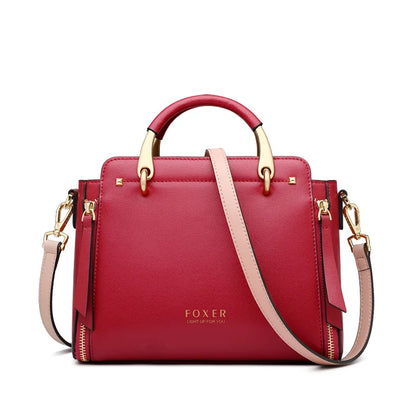 FOXER Split Leather Women's Shoulder Bag Elegant Handbag 2026 New Female Large Tote Bag Luxury Design Crossbody Purse