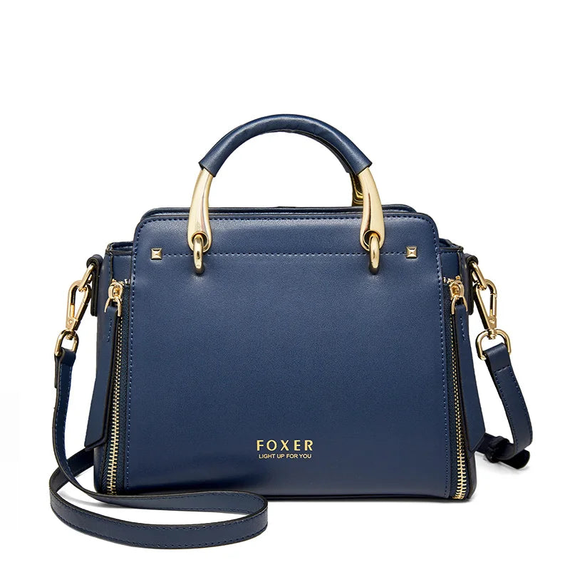 FOXER Split Leather Women's Shoulder Bag Elegant Handbag 2026 New Female Large Tote Bag Luxury Design Crossbody Purse