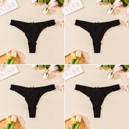 4PCS Breathable Comfortable Cotton Women's Thong Sexy G-string Skin-friendly Women's Underwear Seamless Stretchy Women's Panties