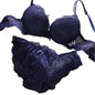 2 Pcs/Set Women Underwear Set Bra Panties Set Lace Push Up Elastic Deep V Neck Solid Color Soft Padded With Wire Bow-knot Back C