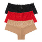 Women's 3 Pieces Panties Sexy Leopard Lace Lingerie Woman Underwear Ladies Underpants Solid Color Woman Clothing Knickers