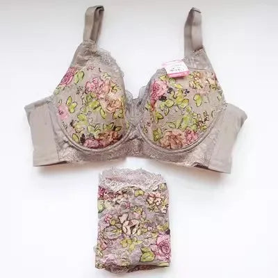 Women's Bra Set Sexy Lace Printed Embroidery Plus Size Full Cup Female Lingerie Suit 34 36 - 48 B C D E F