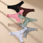 7Pcs/Set Women Thongs Panties Cotton Sexy Lace Underwear Tanga Solid Pants Plus Size Underpants G-Strings Female Lingerie S-3XL