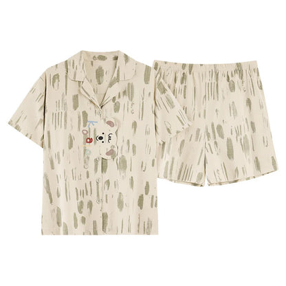 100% Cotton Lightweight Summer Pajamas Set Simple Design Loungewear for Indoor And Outdoor Wear Comfortable Sleepwear