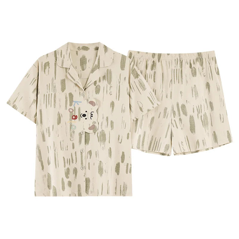 100% Cotton Lightweight Summer Pajamas Set Simple Design Loungewear for Indoor And Outdoor Wear Comfortable Sleepwear