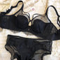Sexy Hollow Bra Briefs Set Women Lace High Quality Underwear French Thin Cup Adjustment Type Push Up Bras Mesh Lingerie Sets
