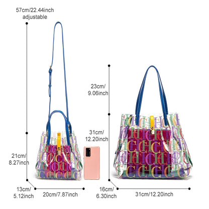 Fashionable Classic Exquisite Craftsmanship 2024 Handbag Large Capacity Transparent Color Fashion Element Women's Shoulder Bag