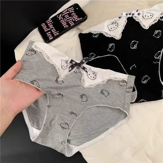 Sanrios Hello Kittys Pure Cotton Underwear Cute New Style Girls Cartoon Briefs Hot Selling Student Comfortable Kawaii Home Pants