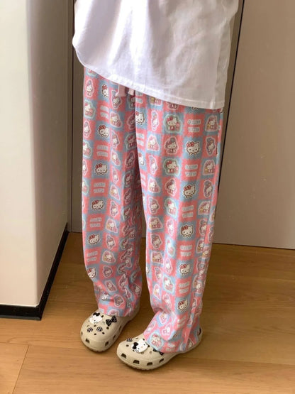 @@ Pajama Pants Women'S Spring Summer Trousers Walk Pants Pink Cartoon Loose Home Pajamas Versatile Home Pants
