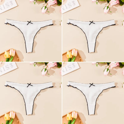 4PCS Breathable Comfortable Cotton Women's Thong Sexy G-string Skin-friendly Women's Underwear Seamless Stretchy Women's Panties