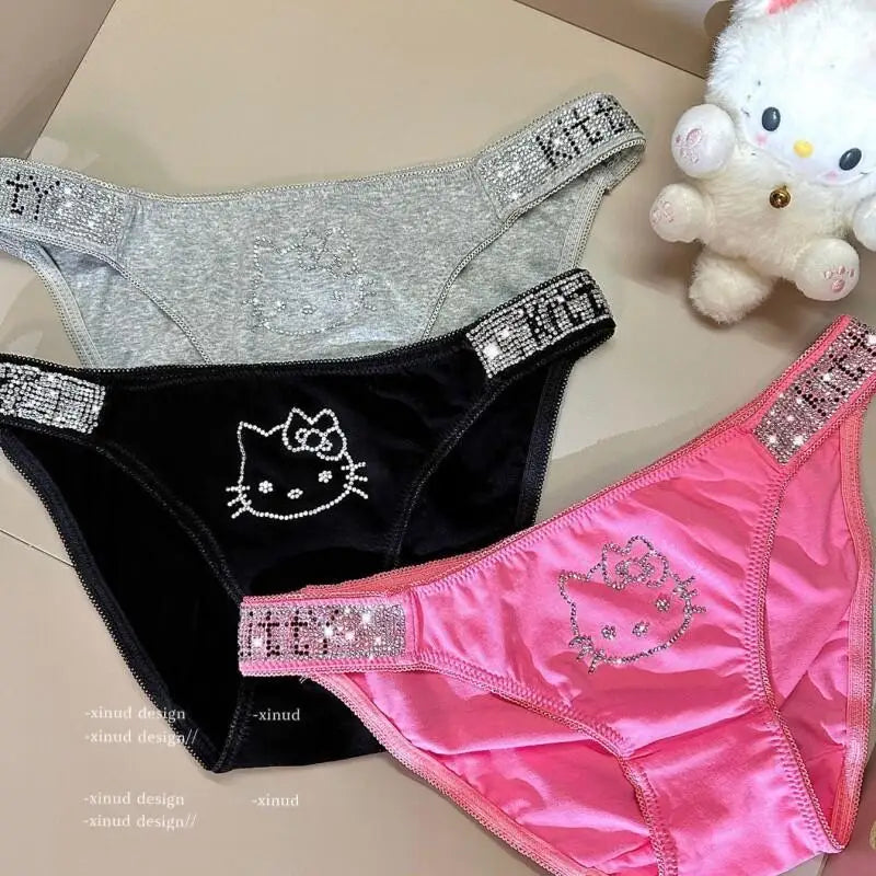 Sanrios Hello Kittys Triangle Panties Soft Sexy Girls Party 2026 New Glitter 3D Sweet Spicy Cartoon Light European Comfortable