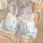Japanese sweet underwear women's small chest pushup thin underwire adjustable bra set for girls