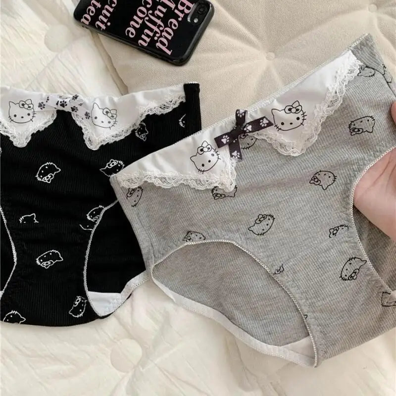 Sanrios Hello Kittys Pure Cotton Underwear Cute New Style Girls Cartoon Briefs Hot Selling Student Comfortable Kawaii Home Pants