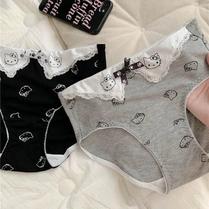Sanrios Hello Kittys Pure Cotton Underwear Cute New Style Girls Cartoon Briefs Hot Selling Student Comfortable Kawaii Home Pants