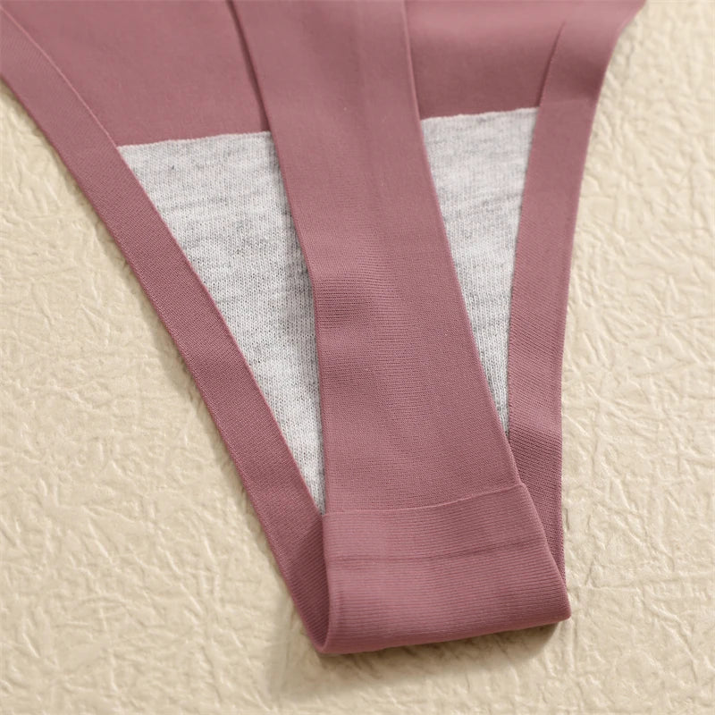 5PCS Ice Silk Seamless Thongs Women's Sexy Invisible Underwear Ultra-thin Low Waist G-String Breathable Stretchy Bikini Lingerie