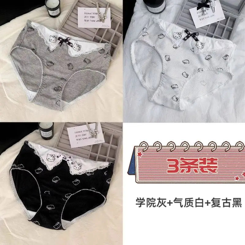 Sanrios Hello Kittys Pure Cotton Underwear Cute New Style Girls Cartoon Briefs Hot Selling Student Comfortable Kawaii Home Pants