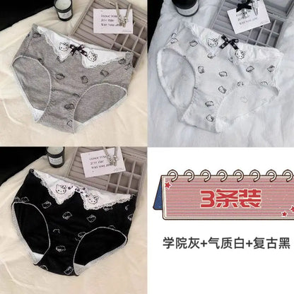 Sanrios Hello Kittys Pure Cotton Underwear Cute New Style Girls Cartoon Briefs Hot Selling Student Comfortable Kawaii Home Pants
