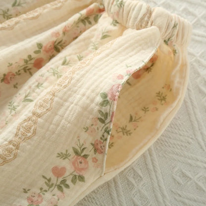 100% Cotton Women's pajama Set Woman 2 Pieces Spaghetti Strap Sleepwear Women Floral print Pajama Loungewea Spaghetti Strap