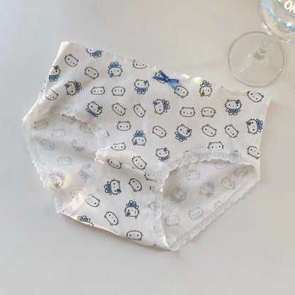 Sanrios Hello Kittys Womens Triangle Panties Pure Cotton for High School Girls Cute Cartoon Print Fashion Breathable Sweet Cute