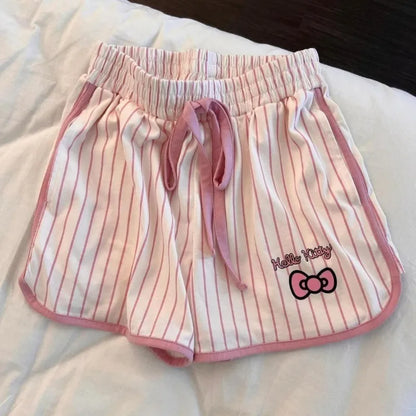 Hello Kitty Pajamas Anime Cartoon Printing Sanrio Short-sleeved Shorts Home Kawaii Summer Wear Leisure Sports Suit Holiday Gifts