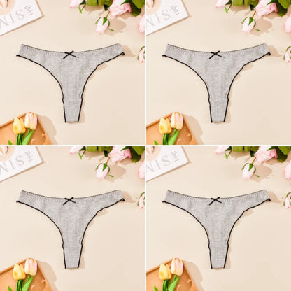 4PCS Breathable Comfortable Cotton Women's Thong Sexy G-string Skin-friendly Women's Underwear Seamless Stretchy Women's Panties