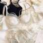 Sexy Hollow Bra Briefs Set Women Lace High Quality Underwear French Thin Cup Adjustment Type Push Up Bras Mesh Lingerie Sets