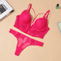 Hollow Out Lingerie Deep-V Neck Fishbone Underwear Push Up Women Sexy Lengthen Bra And Panty Sets Fashion Young Girls Intimates