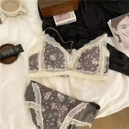 Women's Bra Briefs Suit Underwear Fashion Push Up Bra Sexy Lace Panties Girls' Non Steel Ring Brassiere Female Sexy Lingerie Set