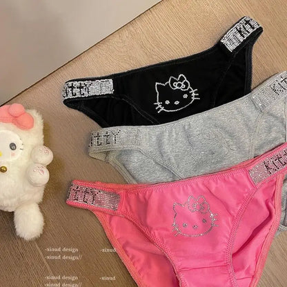 Sanrios Hello Kittys Triangle Panties Soft Sexy Girls Party 2026 New Glitter 3D Sweet Spicy Cartoon Light European Comfortable