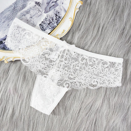 Women's Lace Thong Panties Brazilian Cut Low Waist Sexy See Through Lingerie Hollow Out Comfortable Elastic Underwear