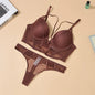 Hollow Out Lingerie Deep-V Neck Fishbone Underwear Push Up Women Sexy Lengthen Bra And Panty Sets Fashion Young Girls Intimates