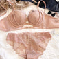 2 Pieces Sexy Lace Underwear Set for Women French Thin Cup Comfort Bra Set Flowers Embroidery Lingerie Hollow Push Up Brassiere