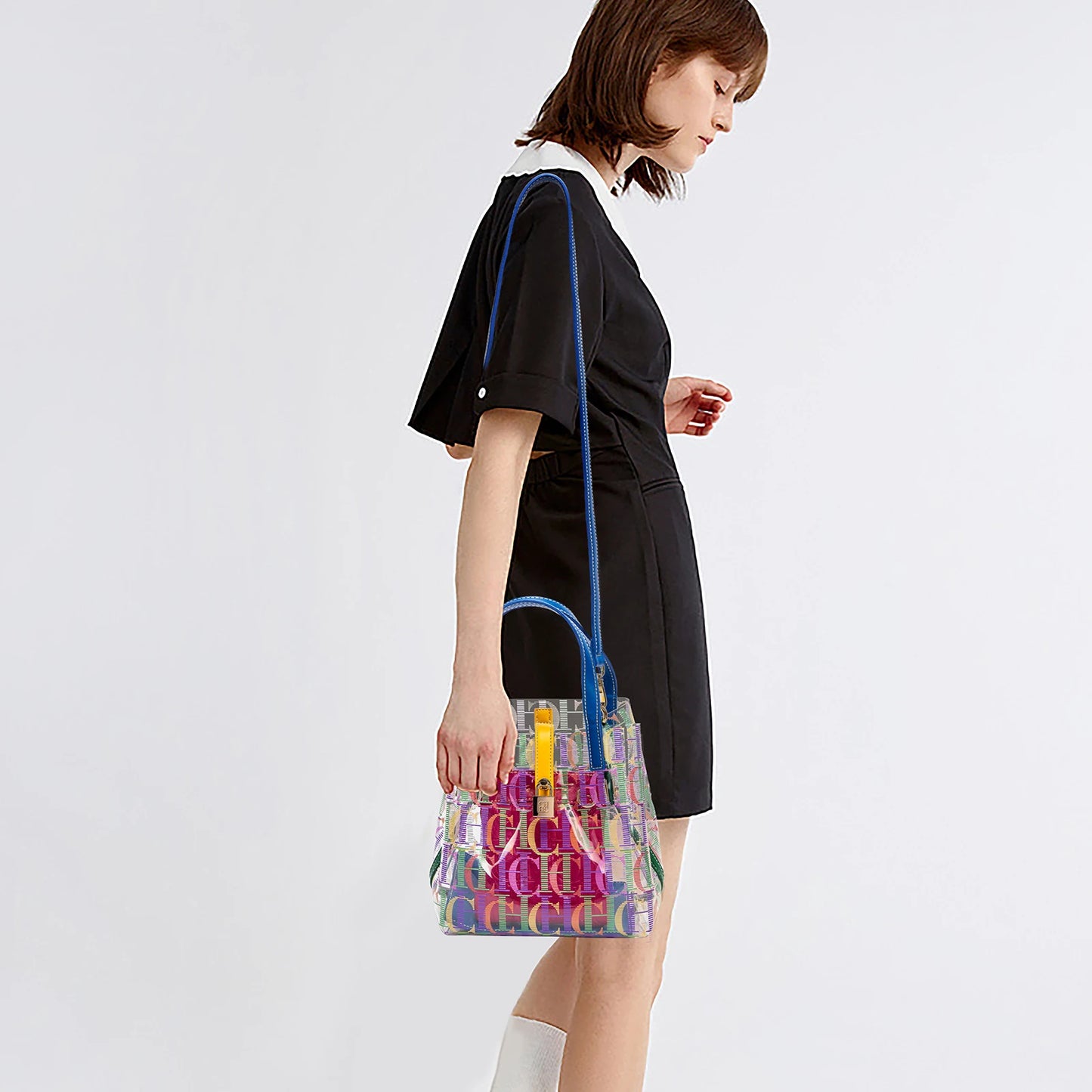 Fashionable Classic Exquisite Craftsmanship 2024 Handbag Large Capacity Transparent Color Fashion Element Women's Shoulder Bag