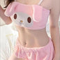 New cartoon Kuromi My Melody Cinnamoroll Sexy Pajamas Hot Girls Flannel Cartoon Fluffy Suspender Pajamas Shorts Set Girls Gift