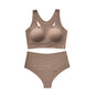 Hot Sale High Quality Latest Design Us Size Stylish Solid Ice Silk Seamless Wireless Bras And Women Underwear Set