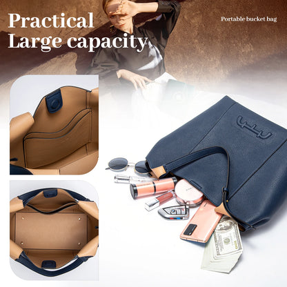 Retro Fashion Women's New Solid Color Shoulder Bag PU Material Versatile Commuter Women's Large Capacity Handbag