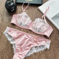Sexy Women Underwear Set French Ultra Thin Bra Set Patchwork Silk Lingerie Comfortable Breathable Underwie Bras and Panties Set
