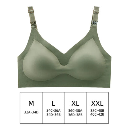 Ultra Thin Laser Cutting Ladies Feeding Bra Removable Padded Breastfeeding Bras Plus Size Push Up Maternity Nursing Bra