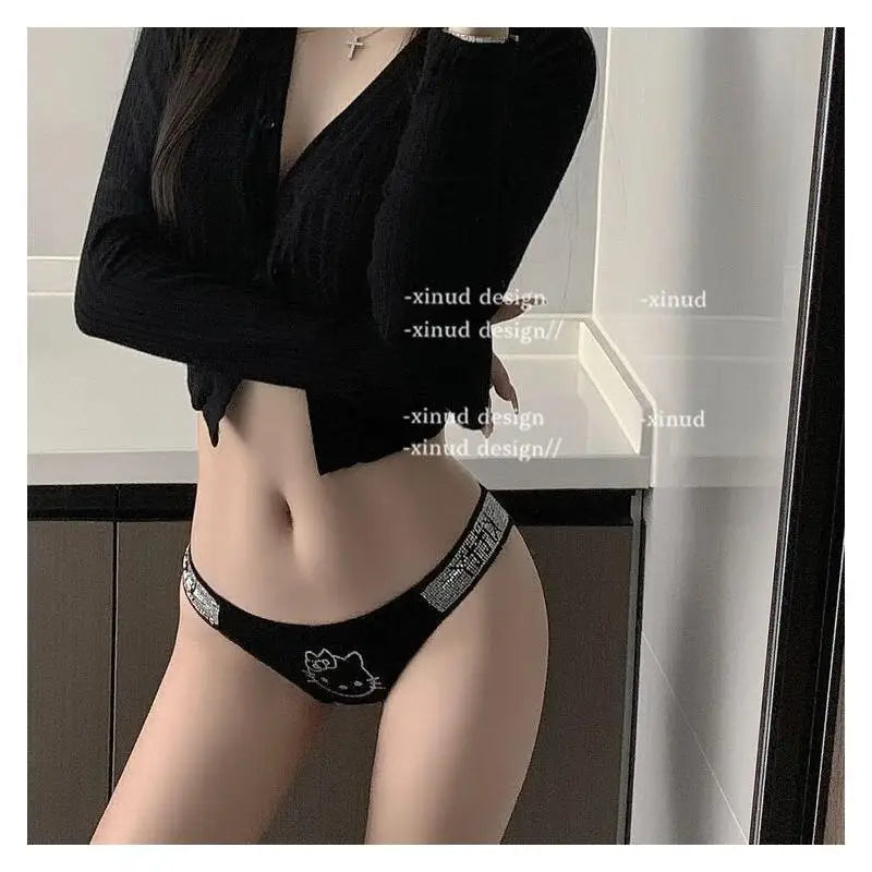 Sanrios Hello Kittys Triangle Panties Soft Sexy Girls Party 2026 New Glitter 3D Sweet Spicy Cartoon Light European Comfortable