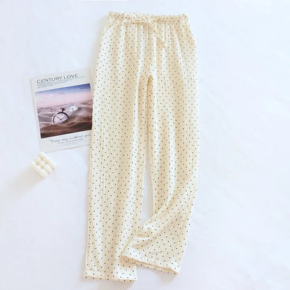 100% Cotton Gauze Women Pajamas Polka Dot Print Sleepwear 2025 Spring Female 2 Piece Set Nightwear Lady Pyjamas Loungewear