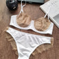 Sexy Women Underwear Set French Ultra Thin Bra Set Patchwork Silk Lingerie Comfortable Breathable Underwie Bras and Panties Set