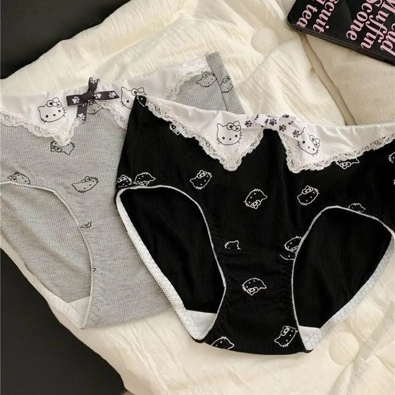 Sanrios Hello Kittys Pure Cotton Underwear Cute New Style Girls Cartoon Briefs Hot Selling Student Comfortable Kawaii Home Pants
